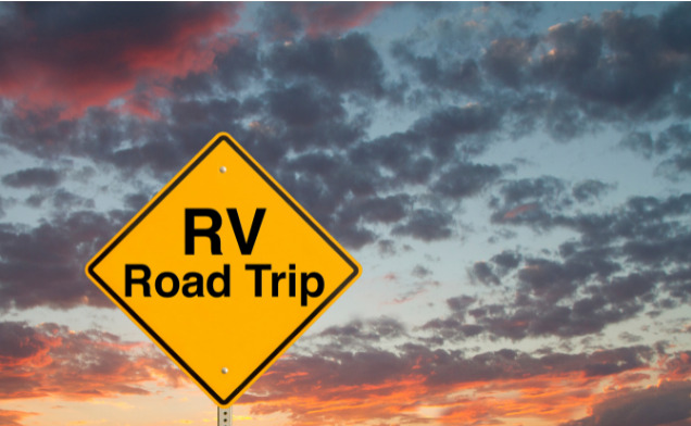 road sign that says rv road trip