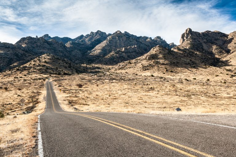 Road to Spring Canyon at Rock Hound State Park near Deming, NM, USA