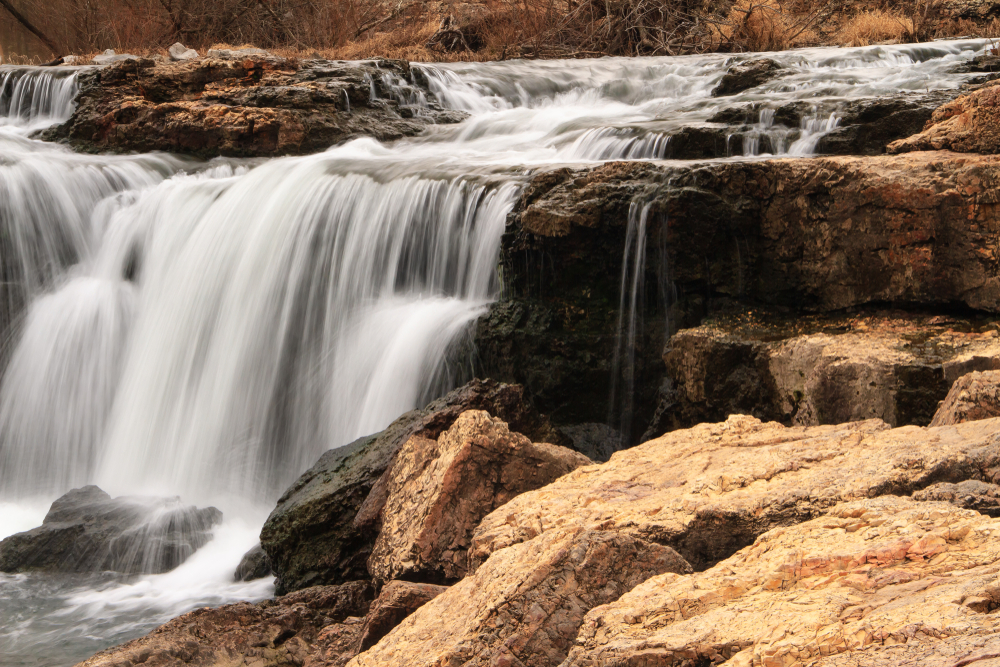 Grand Falls waterfall located in Joplin, Missouri. It is Missouri's widest waterfall.