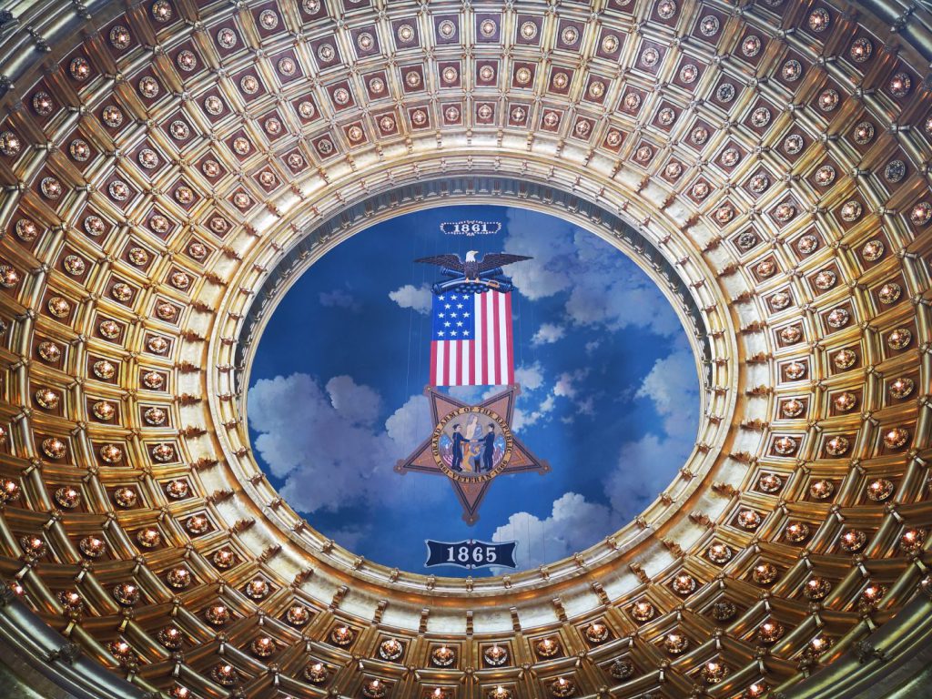Inside domed ceiling of Iowa State Capitol Building