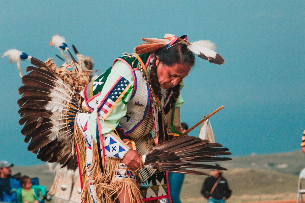 Native American in traditional garb