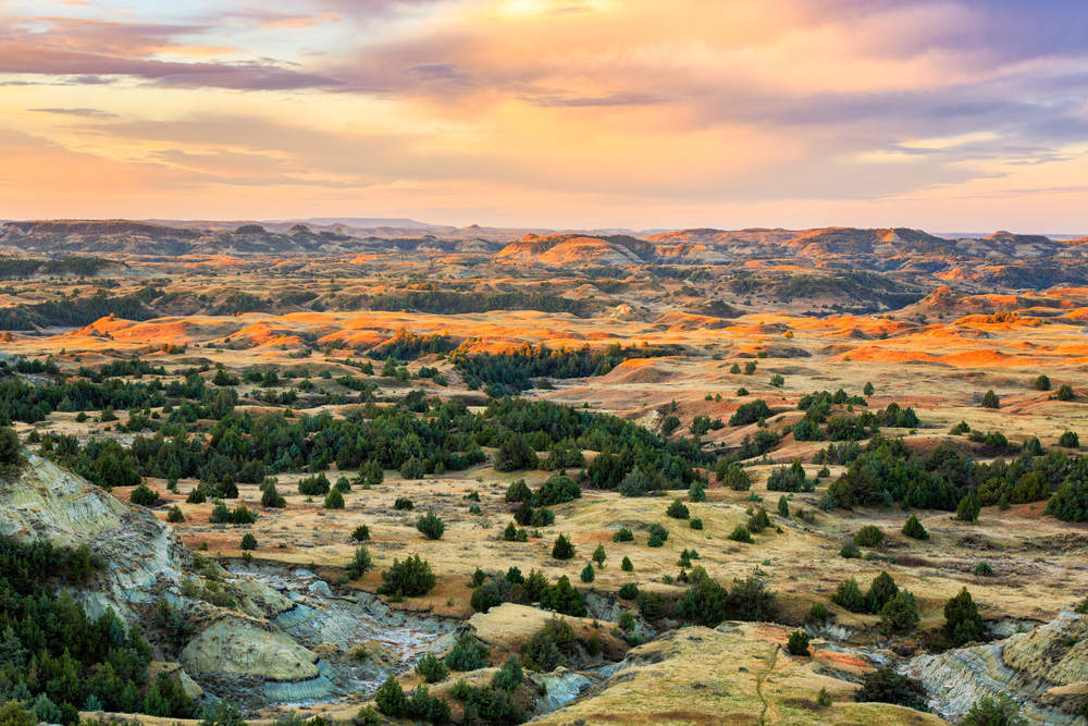 Sunrise over Theodore Roosevelt National Park, North Dakota