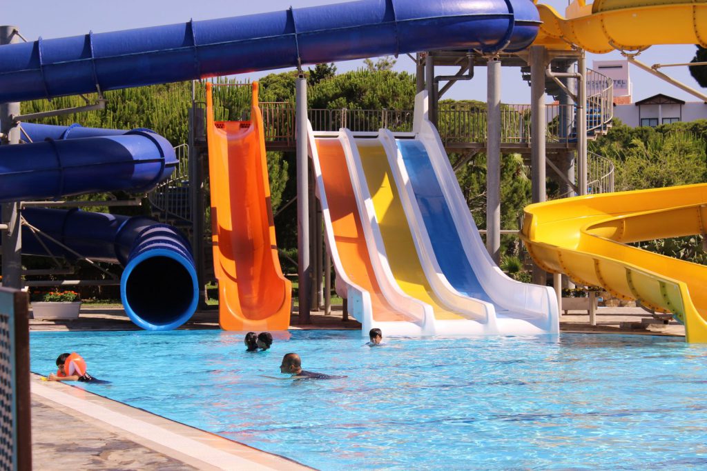Water park with slides