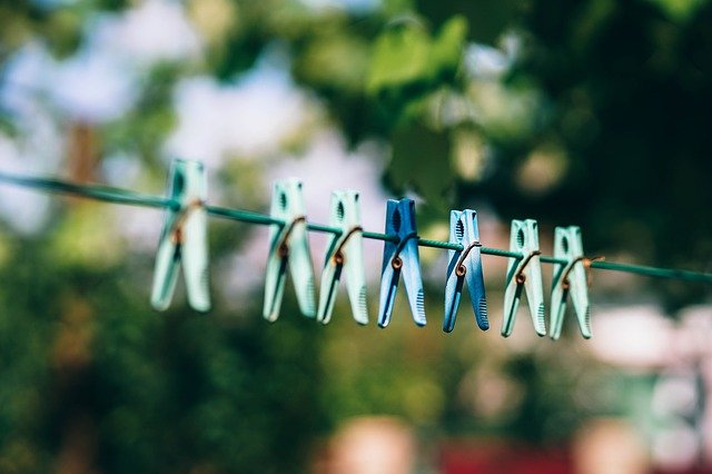 a clothesline with clothespins on it