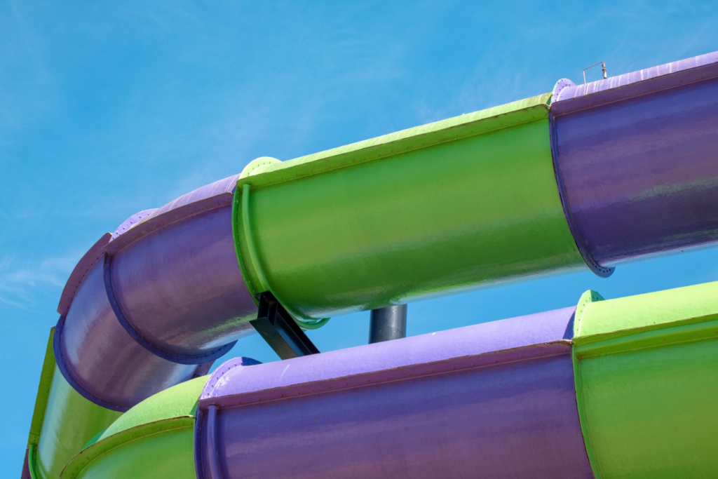 purple and green water slide