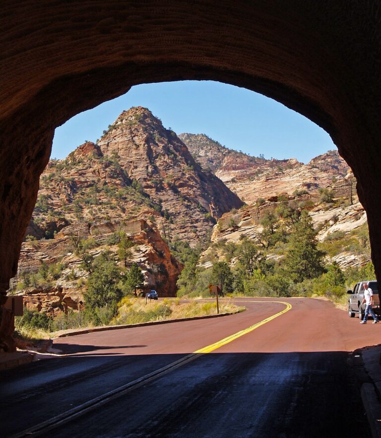 A vehicle tunnel at Zion National Park