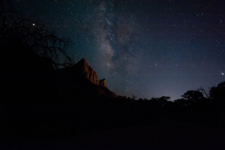 night skies with lots of stars at Zion National Park