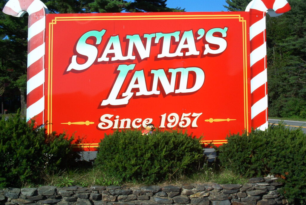 Santa’s Land sign for Vermont Amusement Park