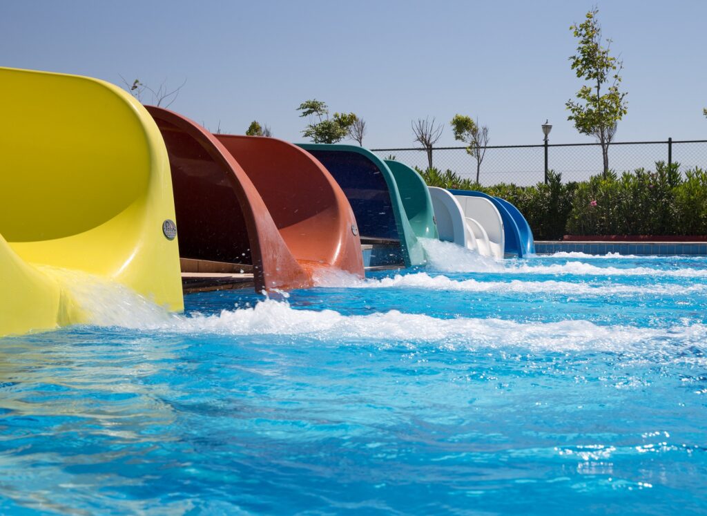 Line of water slides