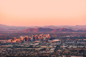 downtown Phoenix at dusk