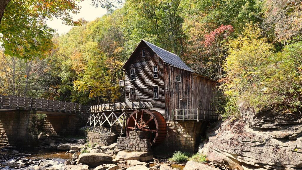 cabin and bridge around water