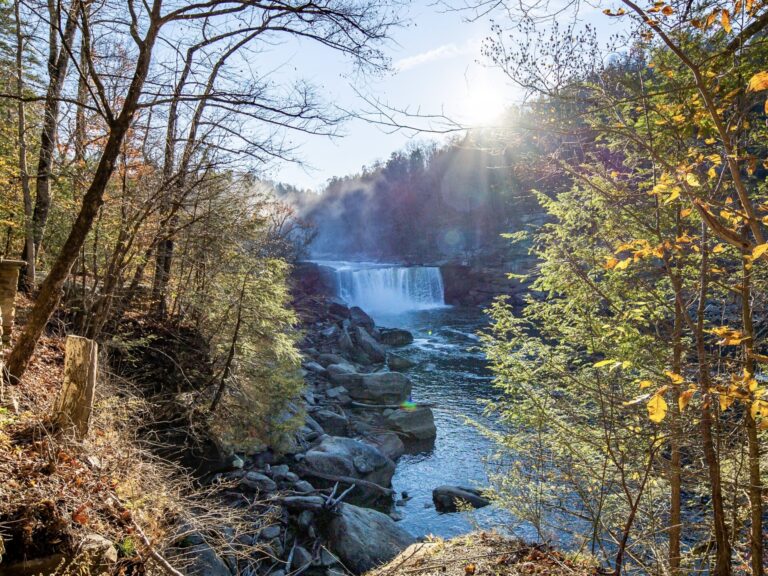 Beautiful view of falls while RV camping in Kentucky
