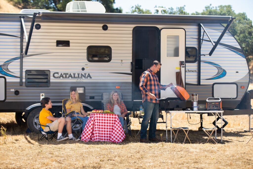 People RV camping