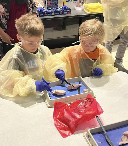 two kids working on a museum activity
