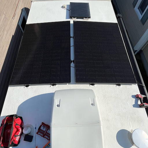 solar panels installed on travel trailer roof