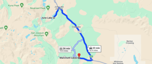 Highway 395 from June Lake to Mammoth