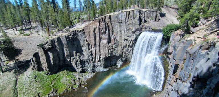 Rainbow Falls along the Highway 395 drive through Mammoth Lakes area