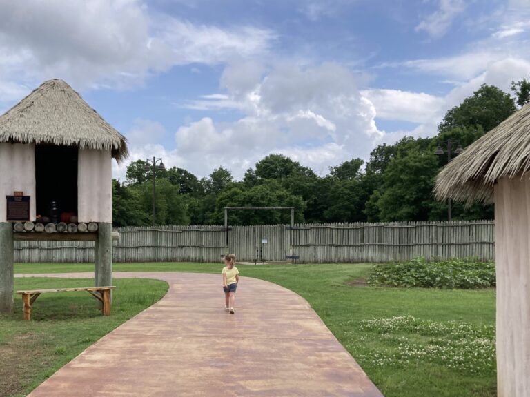 Girl exploring Chickasaw Cultural Center, one of the best Oklahoma Attractions